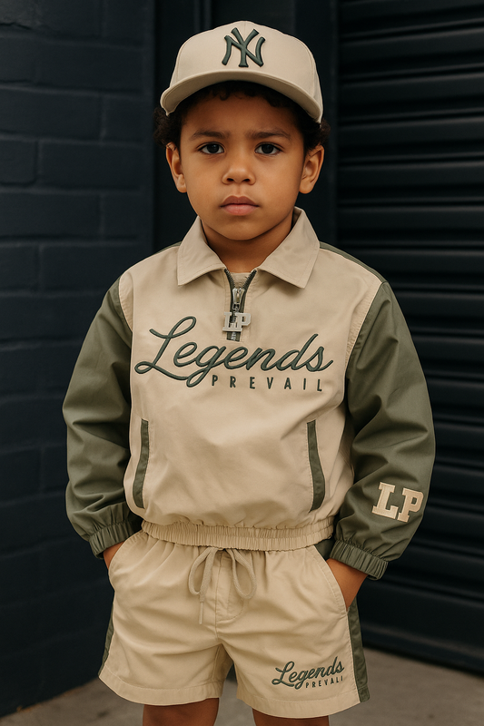 Kids Windbreaker Set Olive Green