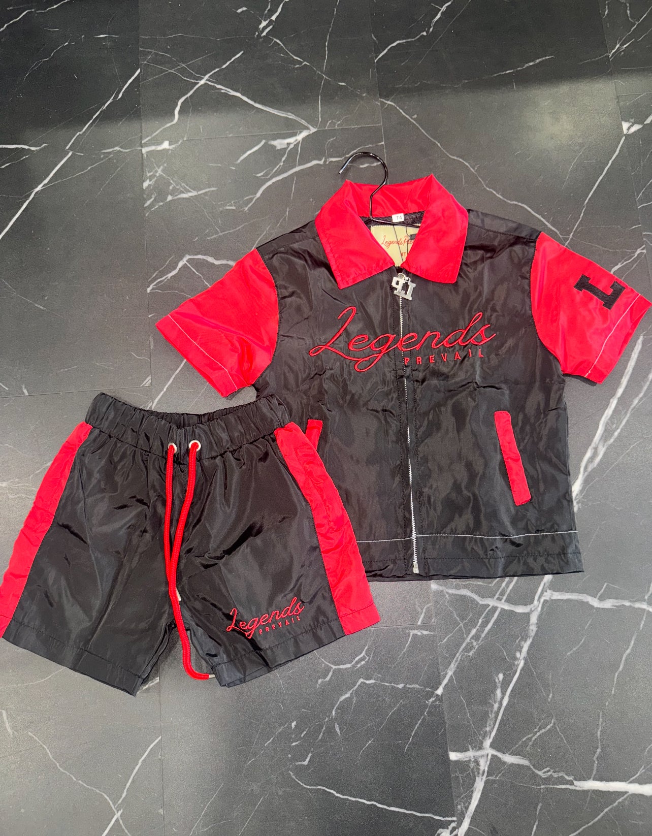 Kids Windbreaker Set Shortsleeves Red/Black