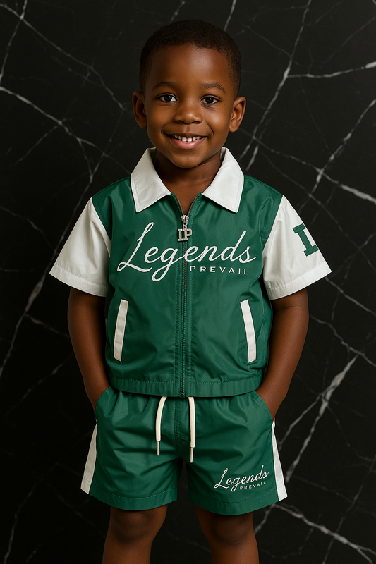 Kids Windbreaker Set Shortsleeves Green/White