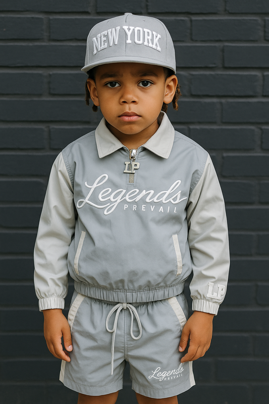 Kids Windbreaker Set Grey/White
