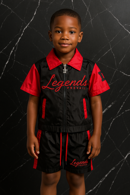 Kids Windbreaker Set Shortsleeves Red/Black