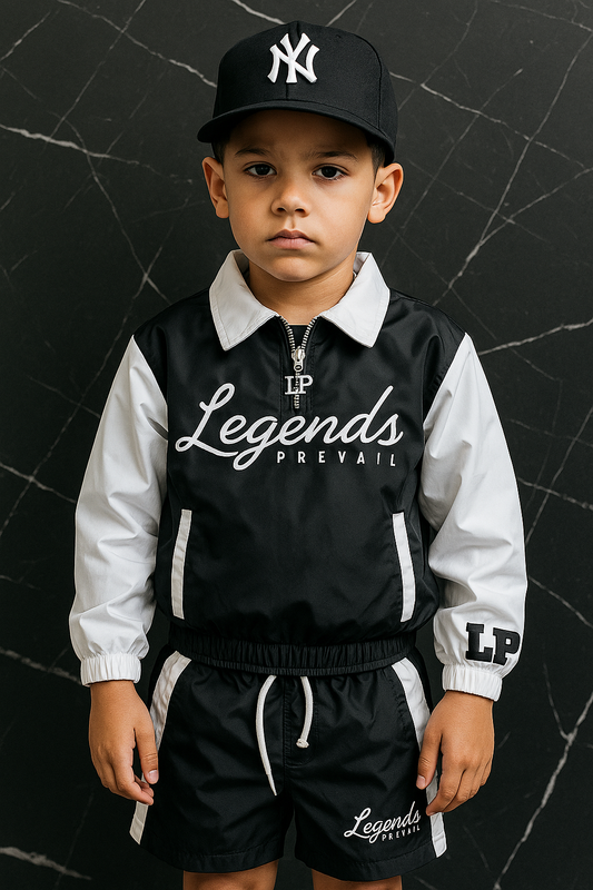 Kids Windbreaker Set Black/White