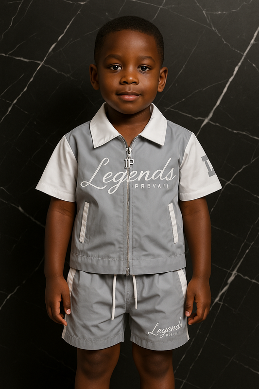 Kids WIndbreaker Set Shortsleeves Grey/White