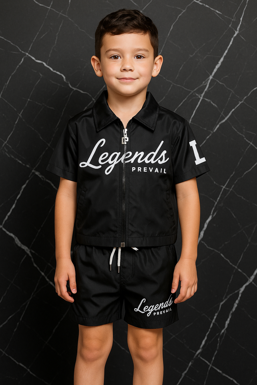 Kids Windbreaker Set Black