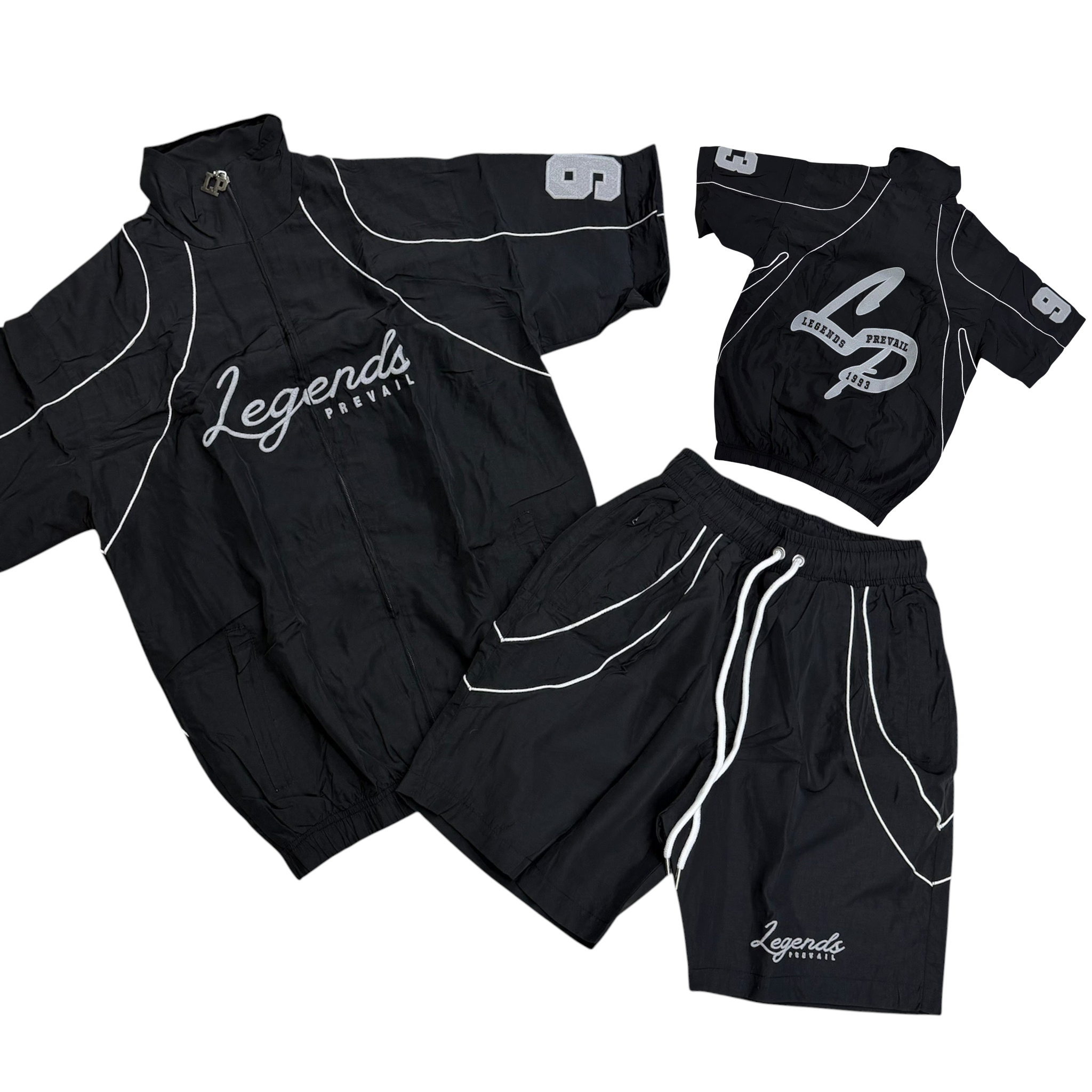 Blk Reflective Crinkle Set