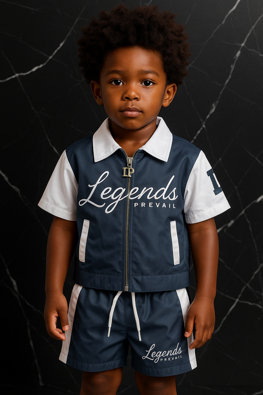 Kids Windbreaker Set Shortsleeve Navy/White