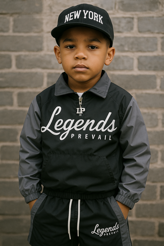 Kids Windbreaker Set Black/Grey