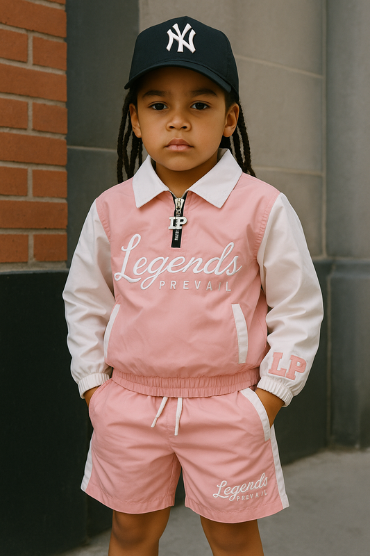 Kids Windbreaker Set Pink/White