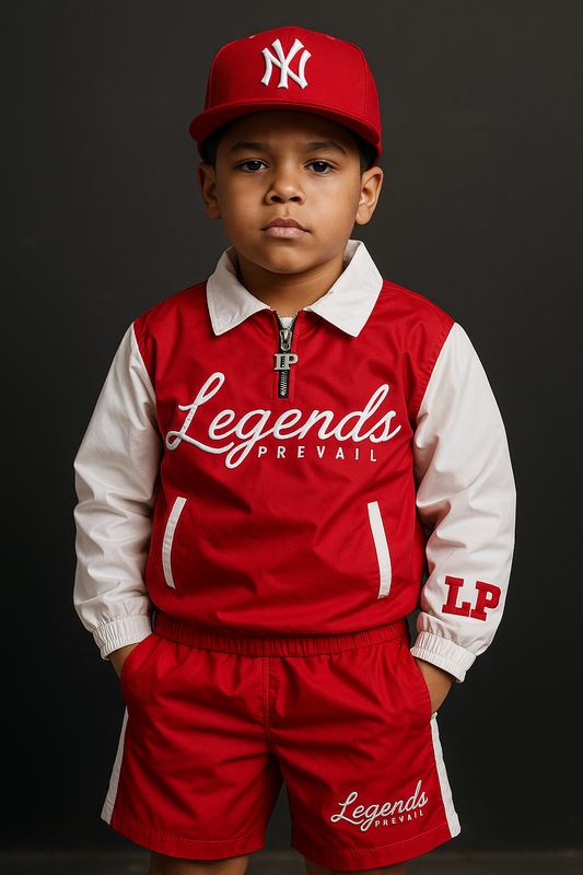 Kids Windbreaker Set Red/White