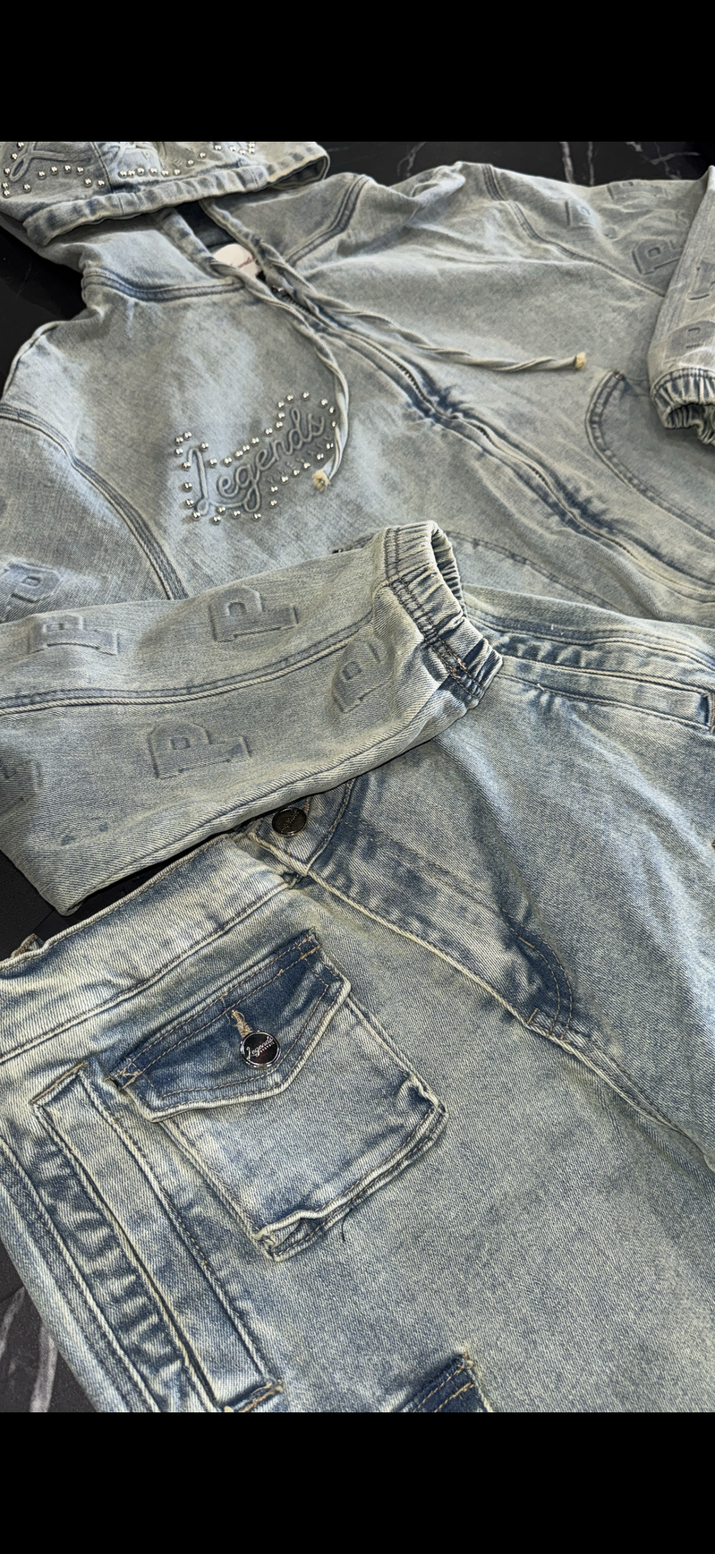 Legends Prevail Denim Set (cut crop)