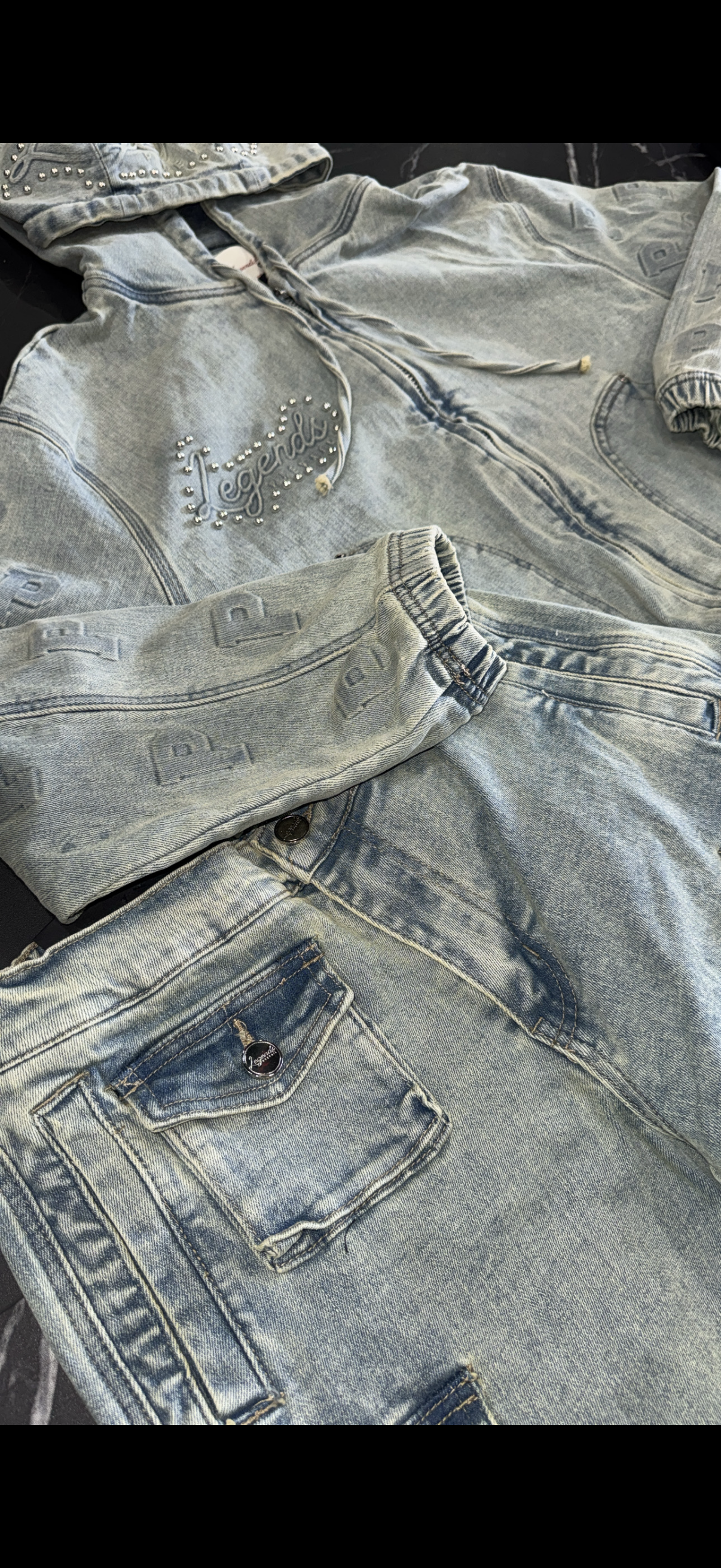 Legends Prevail Denim Set (cut crop)