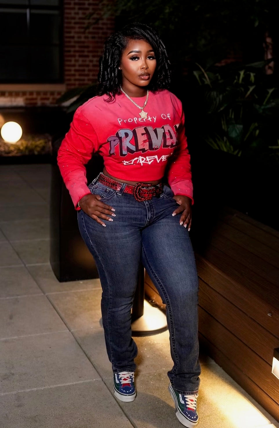 Red Color Block Long Sleeve