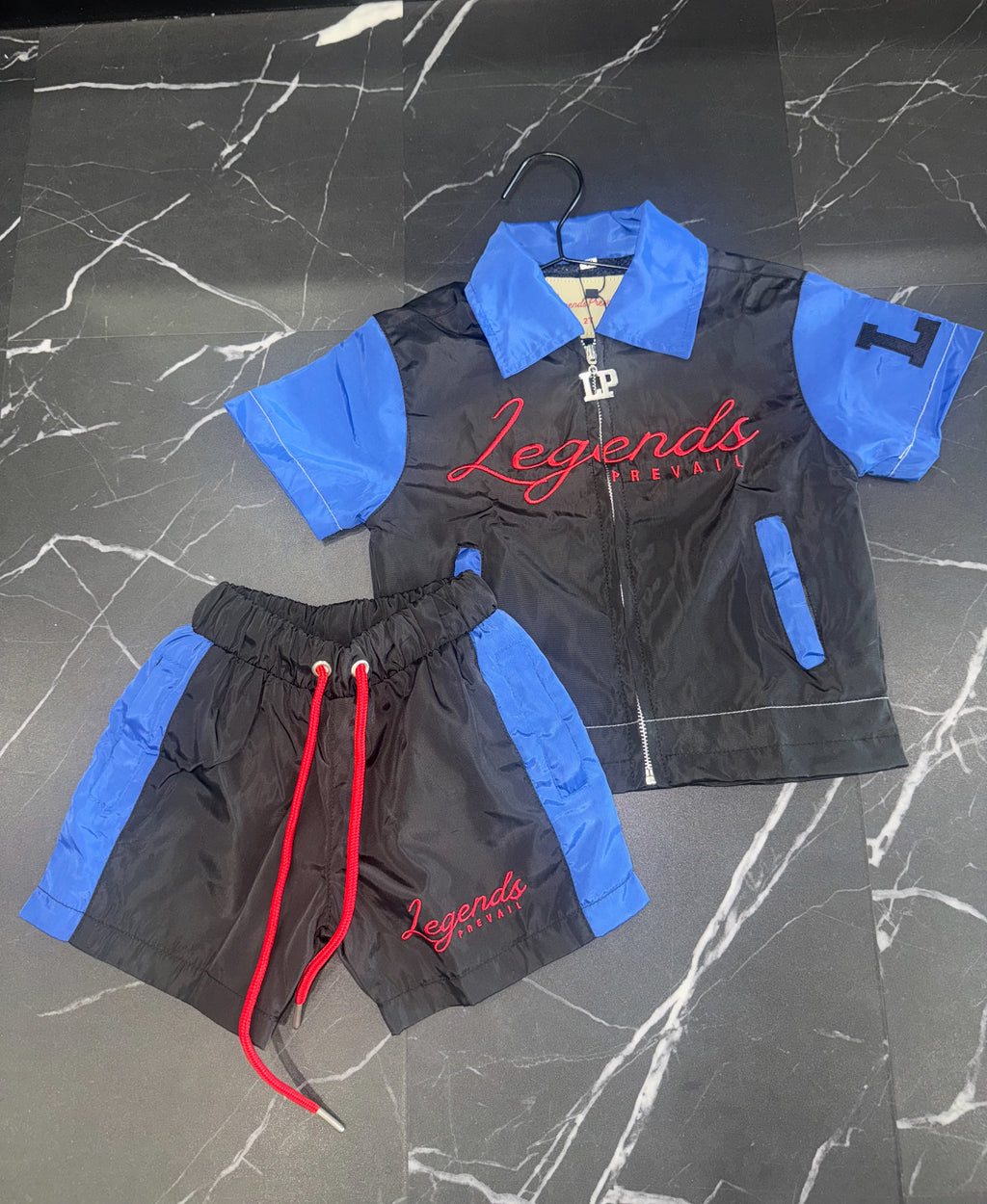 Kids Windbreaker Set Shortsleeves Red/Blue
