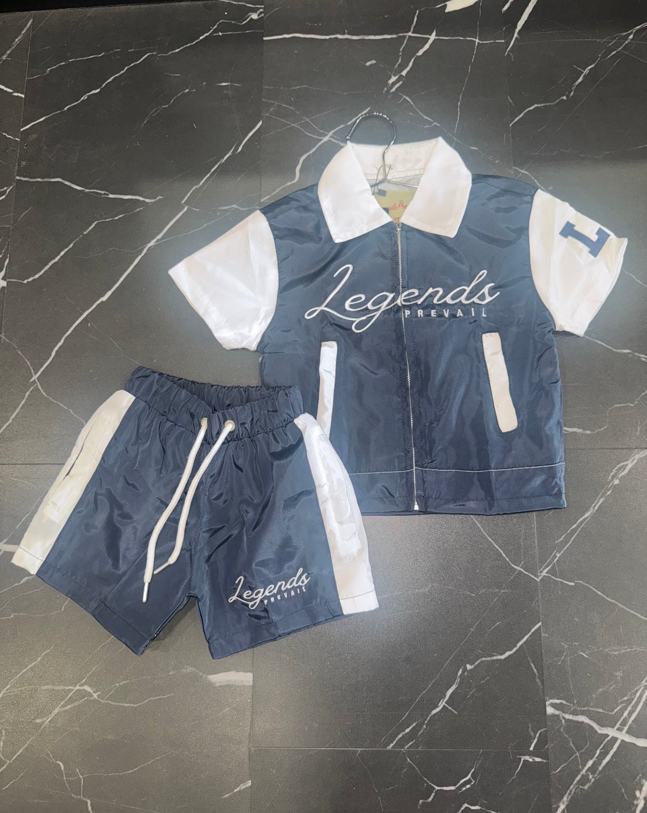 Kids Windbreaker Set Shortsleeve Navy/White