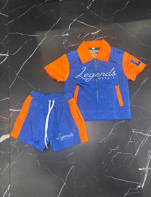 Kids Windbreaker Set Orange/Blue