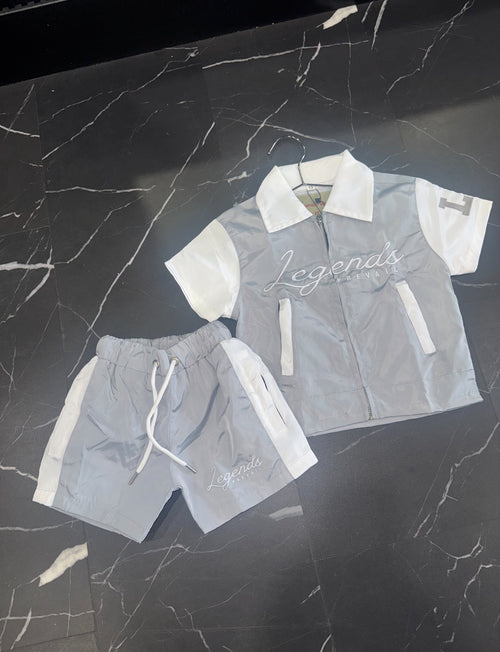 Kids WIndbreaker Set Shortsleeves Grey/White