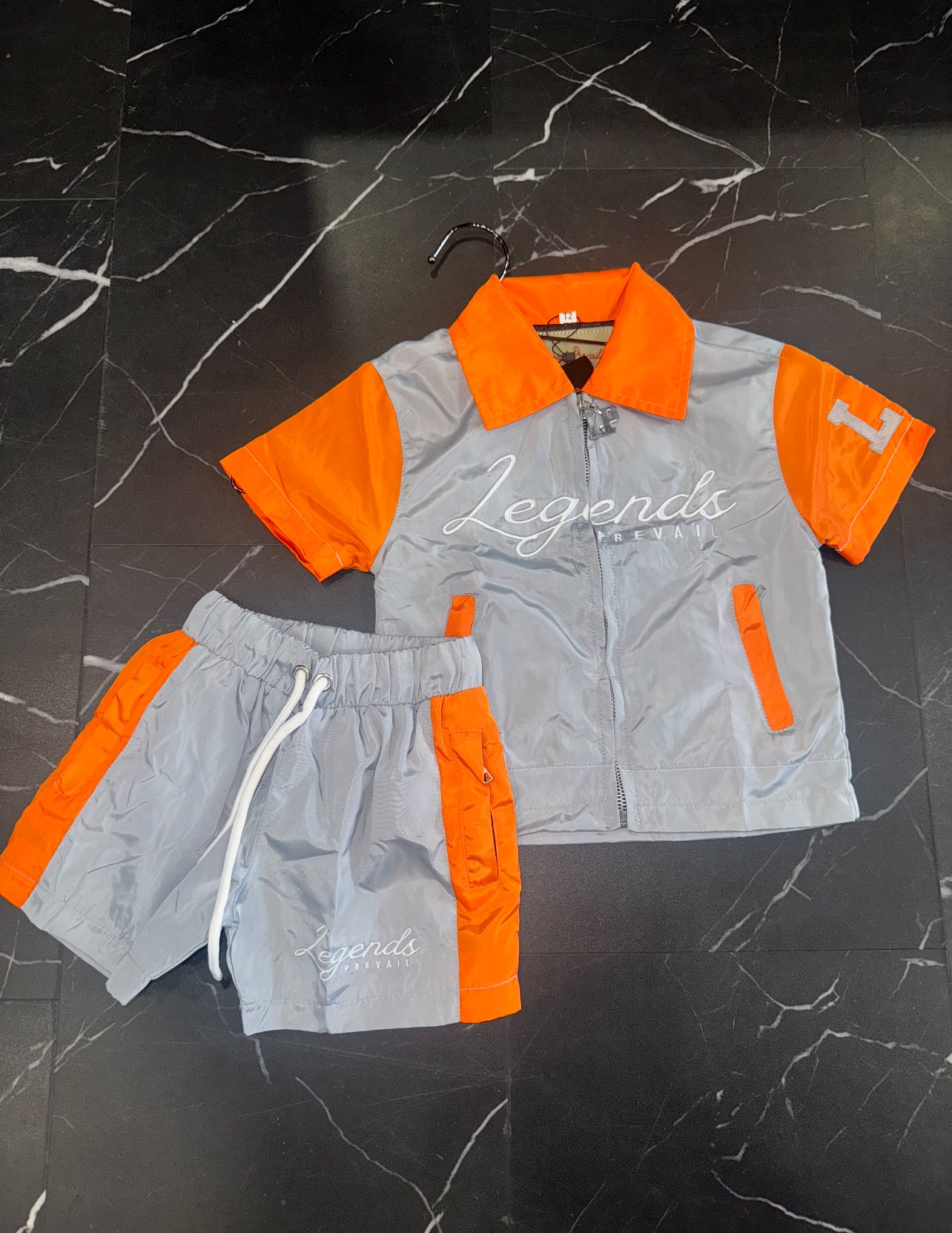 Kids Windbreaker Set Shortsleeves Orange/Grey