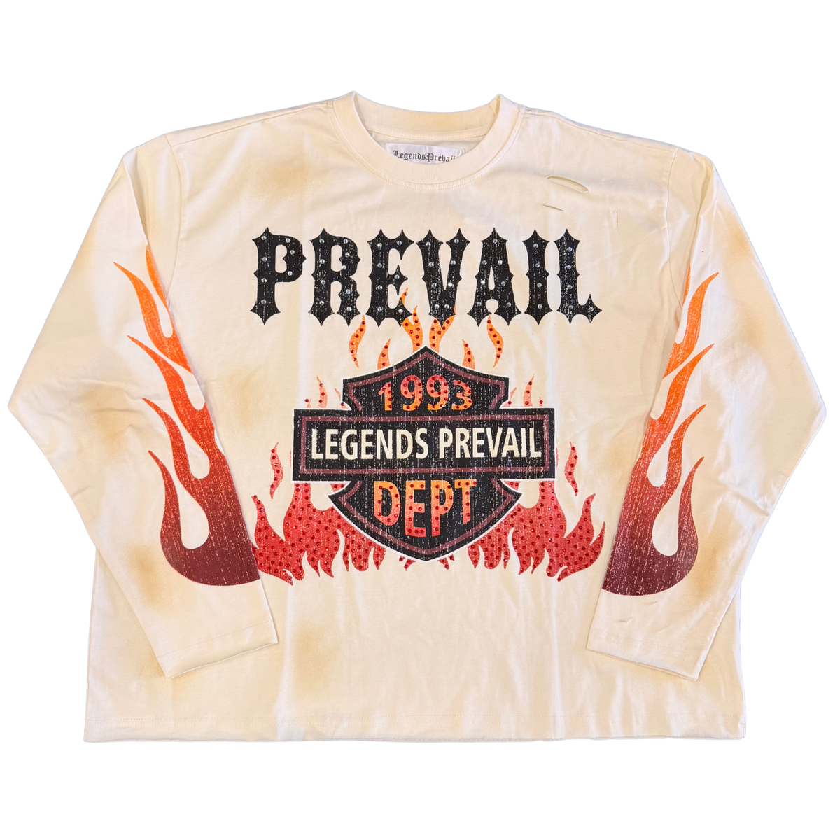 Motor Flames Long Sleeve - White / Orange