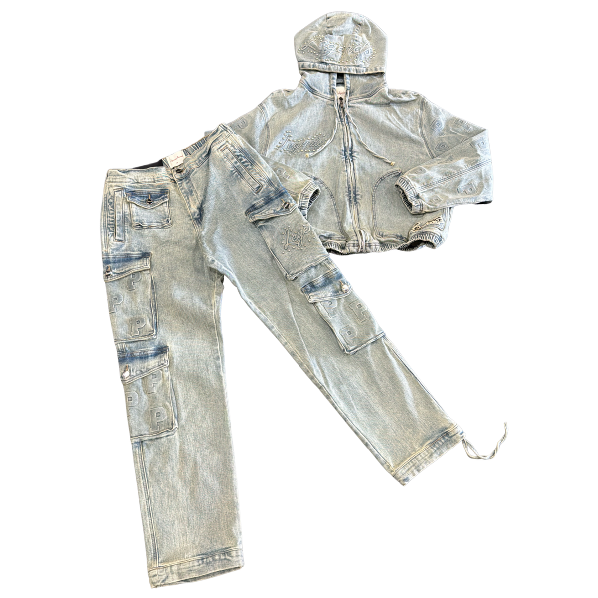 Legends Prevail Denim Set (cut crop)