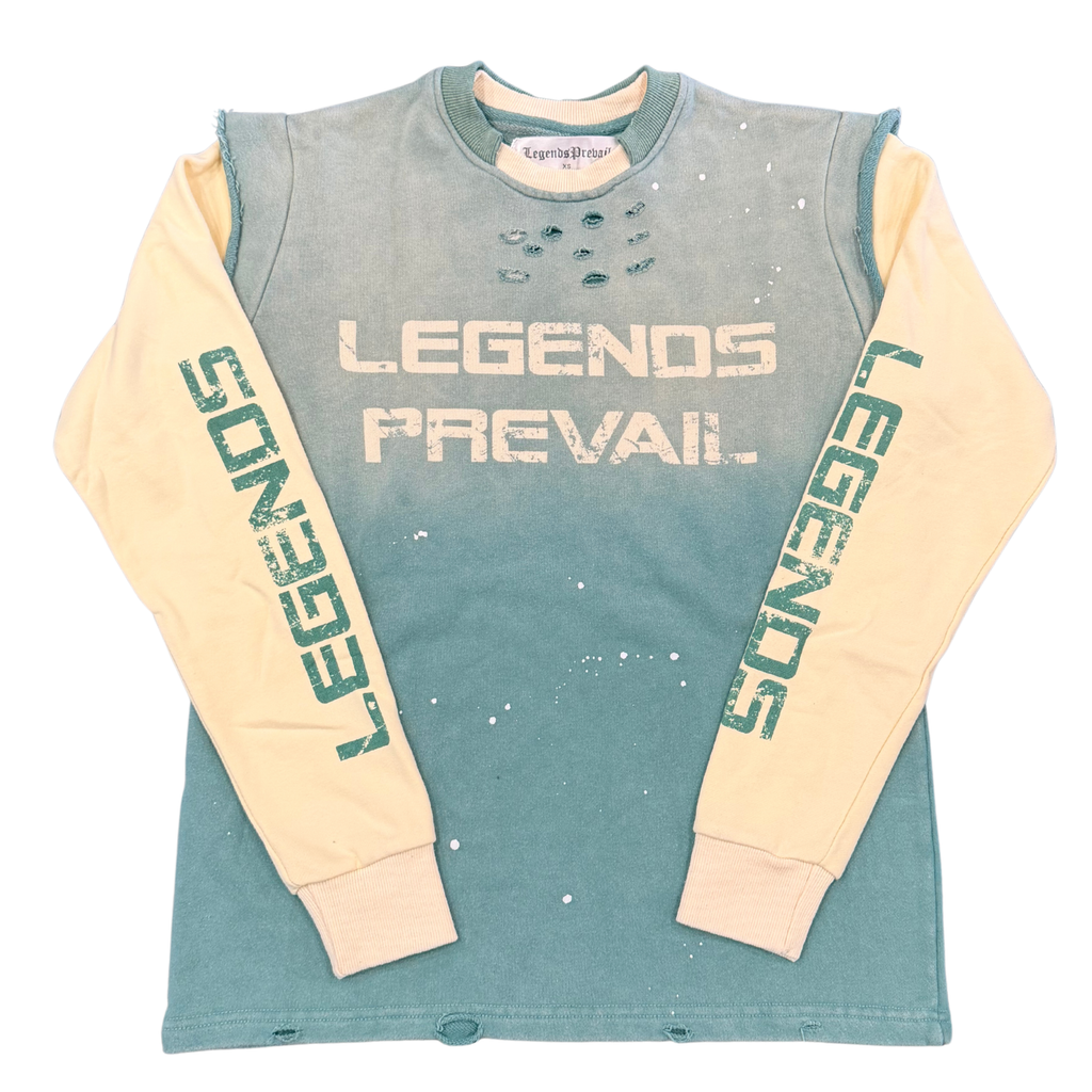 Twofer Crew Neck - Icey Blue / Cream