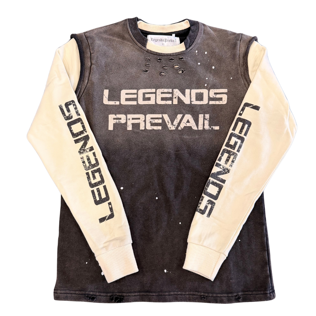 Twofer Crew Neck - Black / Cream