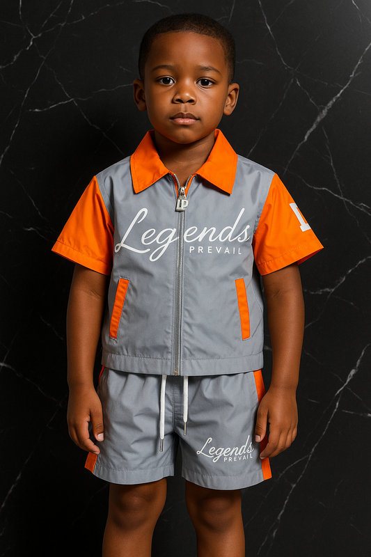 Kids Windbreaker Set Shortsleeves Orange/Grey